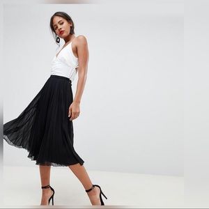 ASOS pleated black midi skirt